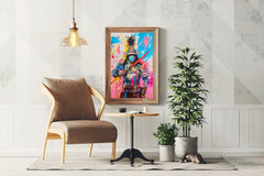 Futuristic Samurai Warrior in Vibrant Colors Wall Art