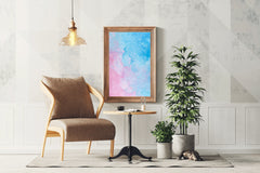 Aqua and Pink Water Paint Abstract Wall Art