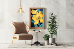 Golden Bloom Modern Wall Art