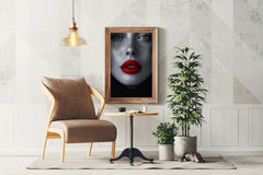 A Woman face With Red Lipstick Wall Art