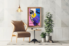 Modern Girl With Flowers Abstract Wall Art