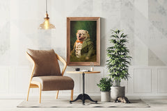 Comical Bulldog Wearing Coat Animal Wall Art