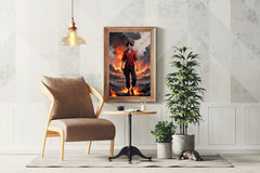 Monkey D. Luffy With Fire Background  Anime Wall  Art