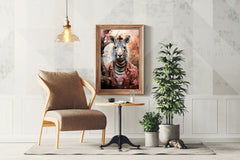 Watercolor Zebra with Flowers Animal Wall Art