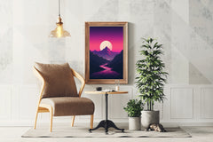 Synthwave Mountains Sunset Wall Art - beink online art store