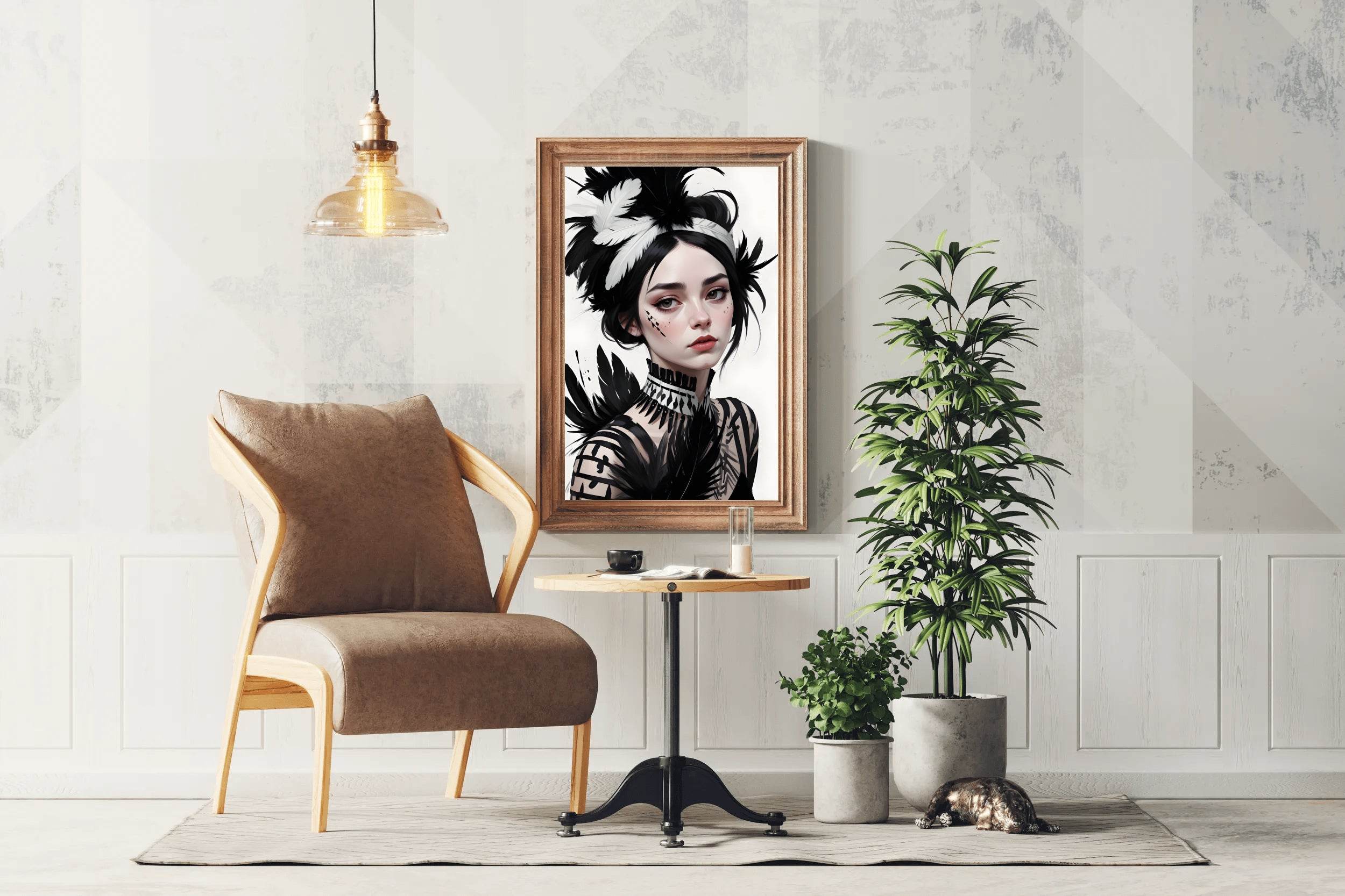 Lady with Feather Clothes Wall Art - beink online art store