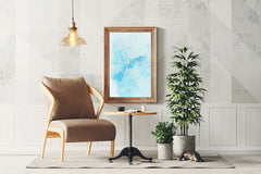 Cyan Color Oil Spread Abstract Wall Art