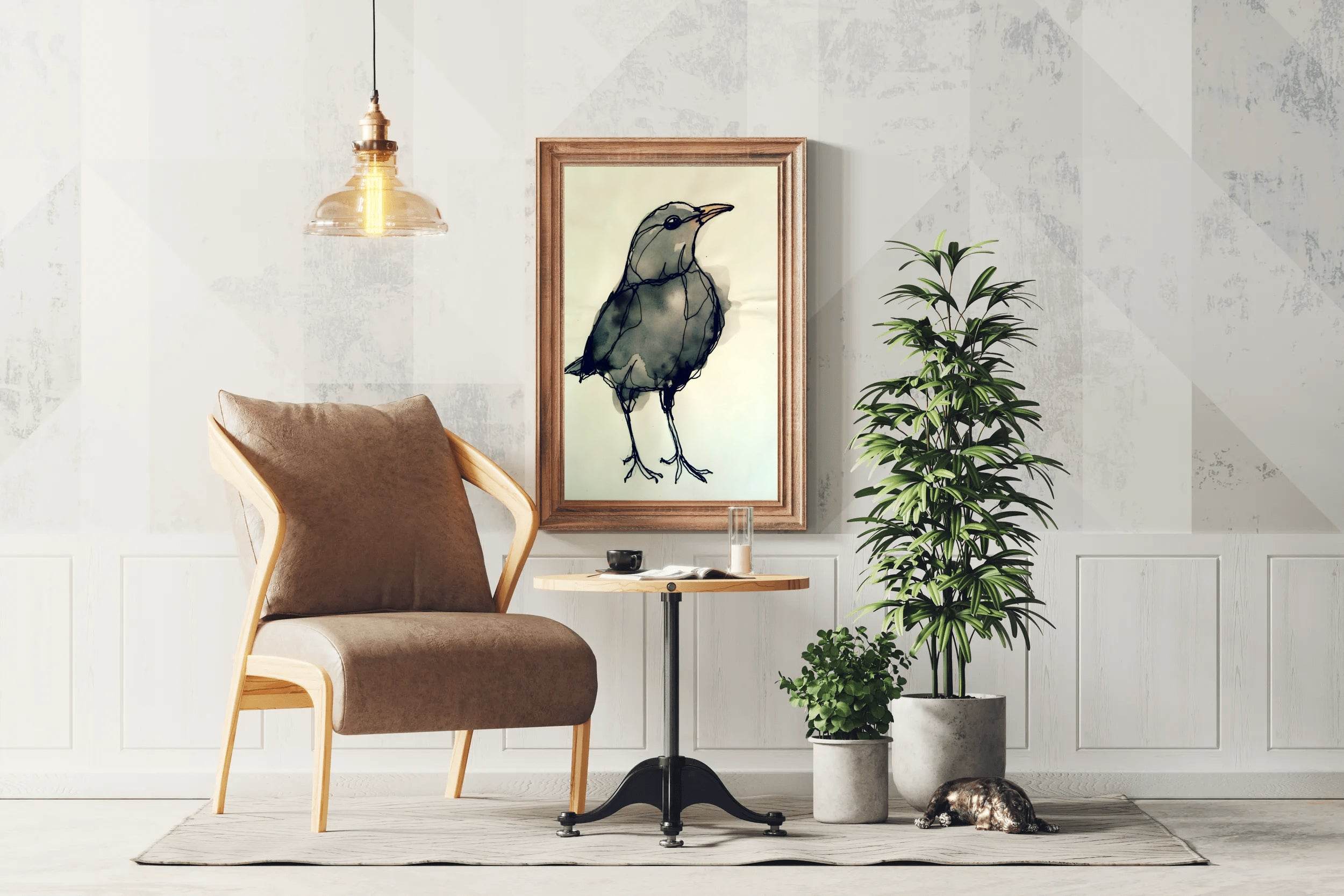 Black Bird - Watercolor Modern Wall Art - beink online art store