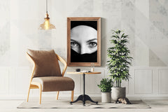 Woman Wearing Burqa Black & White Wall Art