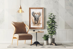 Elephant Running in Dirt Animal Wall Art