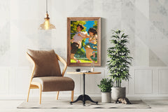 Anime style Boy and Girl Couple Running  Wall  Art