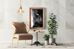 Static Eyes Cat Black & White Wall Art