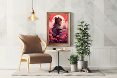 Samurai In Blossoms Anime Wall Art - beink online art store