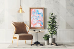 Spread of Aqua Pink Oil Paint Abstract Wall Art