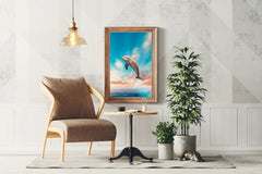 Fantsy Dolphin Jumping Out of Water Wall Art