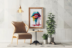 Woman Lips With Colorful Lipstick Wall Art