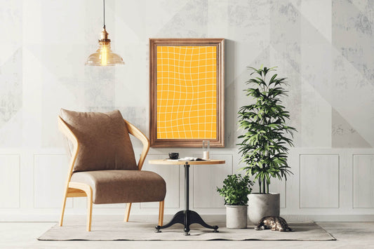 Yellow Curved Background Painting Wall Art - beink online art store