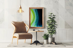 Dark and Green Waves Abstract Wall Art