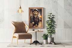 Cute Cat Wearing Jacket Animal Wall Art