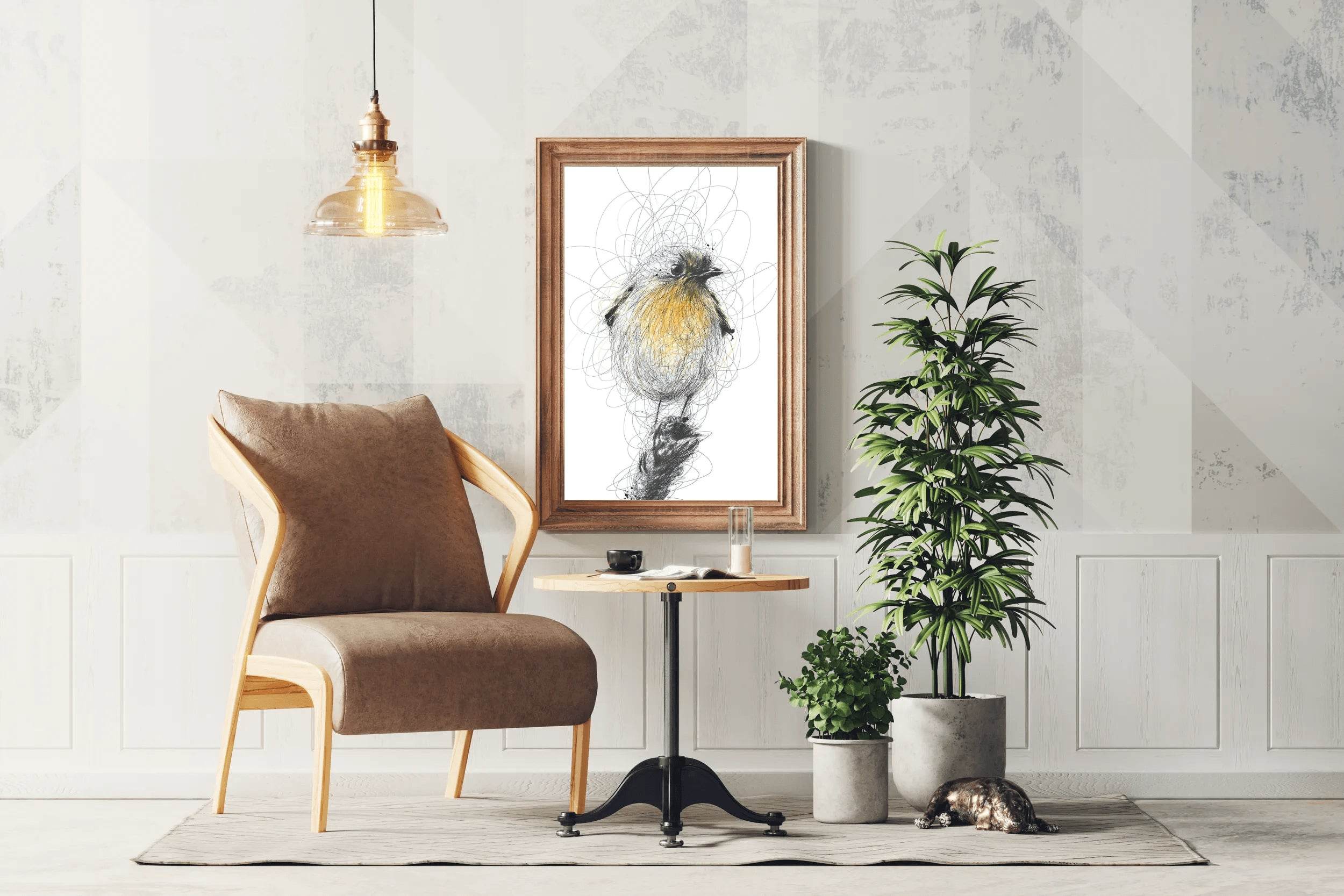 Black Pen and Ink Bird Illustration Wall Art - beink online art store
