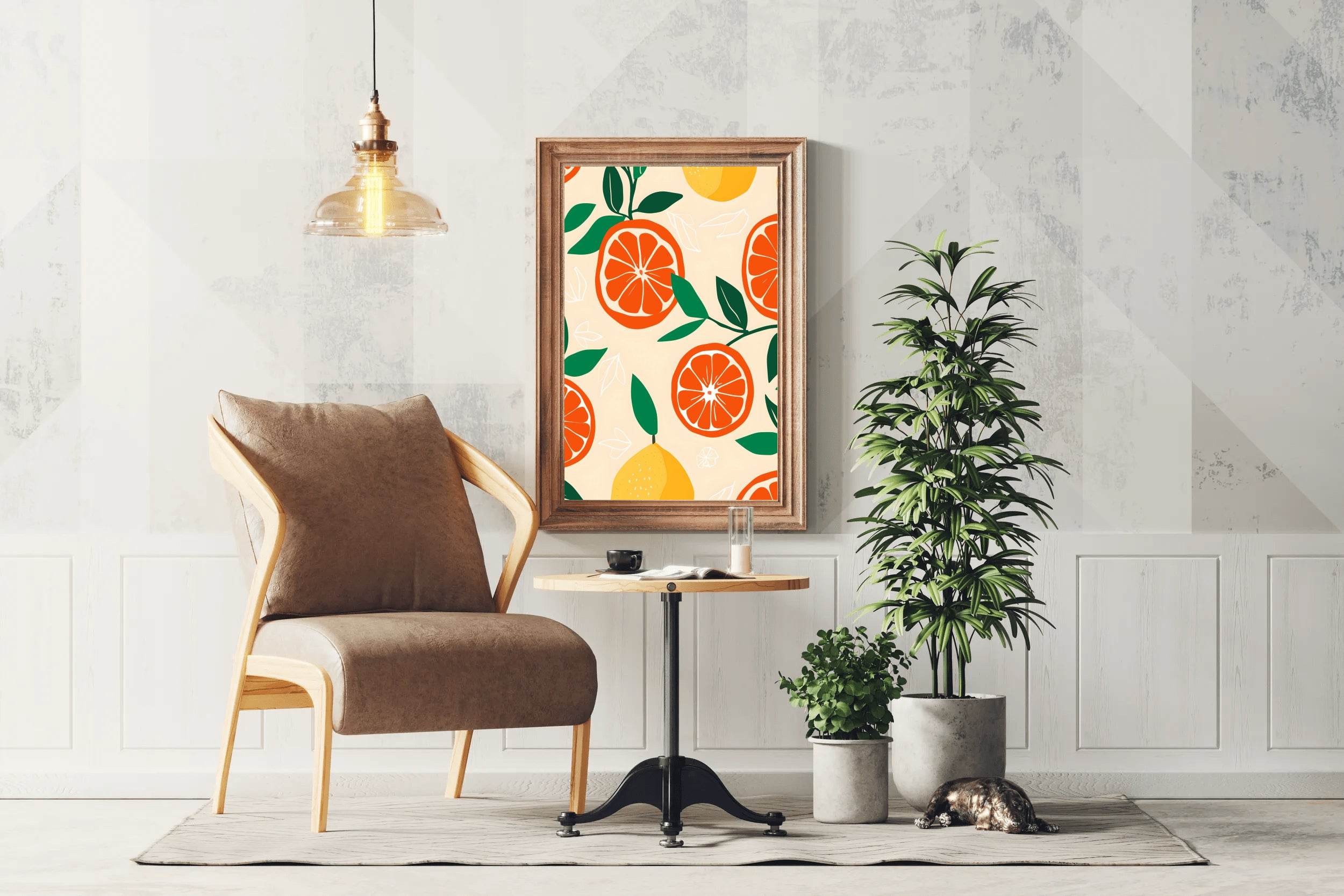Drawing Of a Cut Orange Wall Art - beink online art store