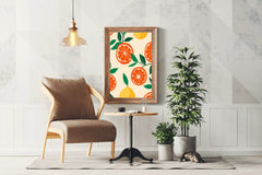 Drawing Of a Cut Orange Wall Art - beink online art store