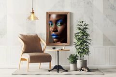 African Women Makeup With Blue Color Wall Art