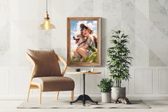 Portrait of cute dog in anime style with owner Wall  Art