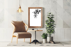 Bamboo Leaves Black & White Wall Art