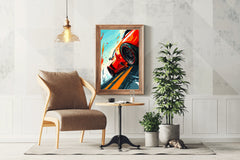 Ferrari Red Cartoon Style Wall Art