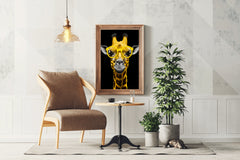 Yellow Cool Look Giraffe With Goggle Wall Art