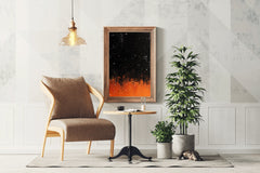 Orange glow night sky with stars wall art