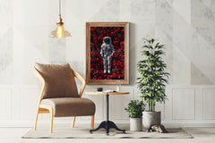 Astronaut Laying in a Bed of Roses Digital Artwork - beink online art store