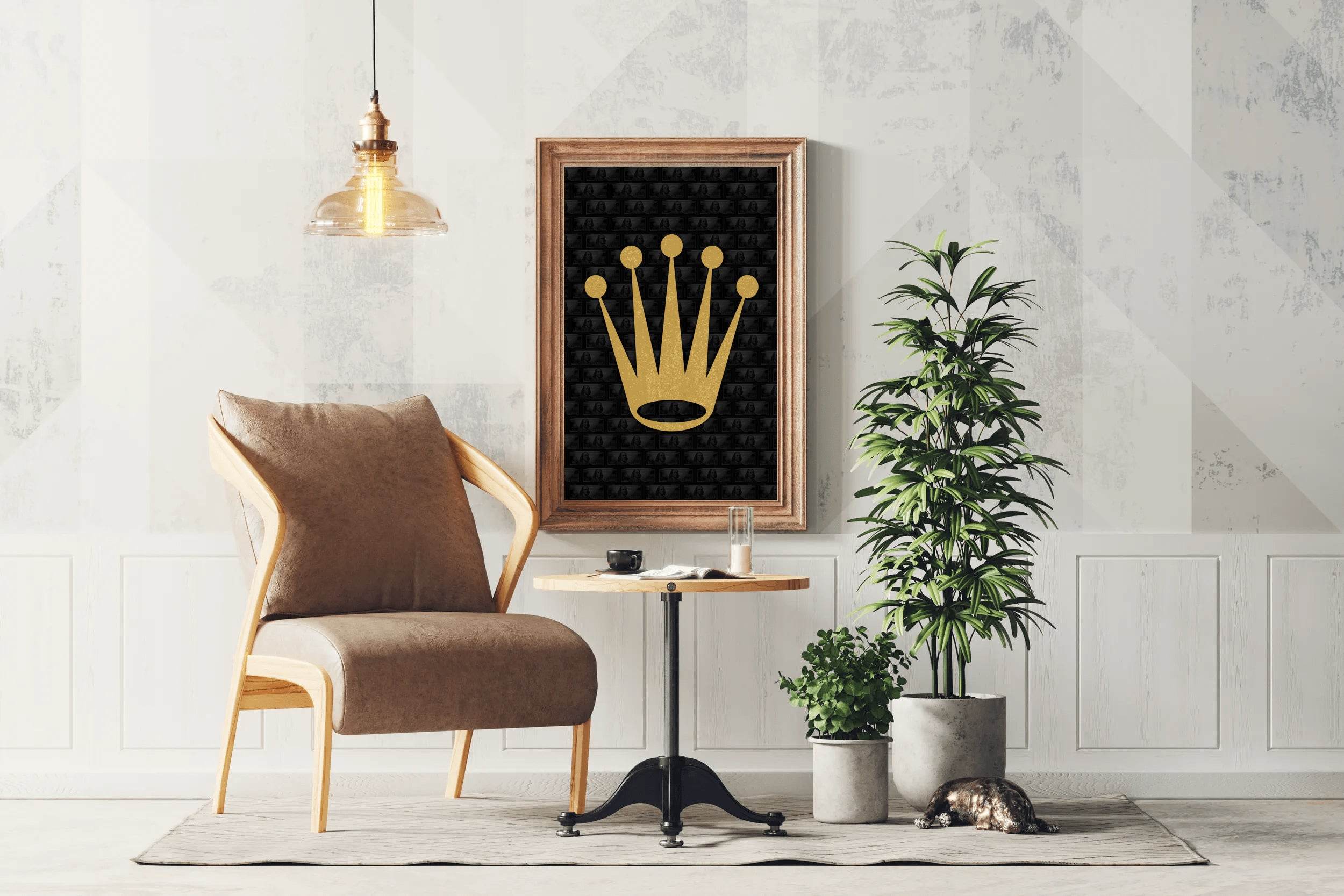 Golden Crown with Black Background Wall Art - beink online art store