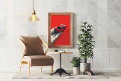 Red Sports Car & Red Background Wall Art