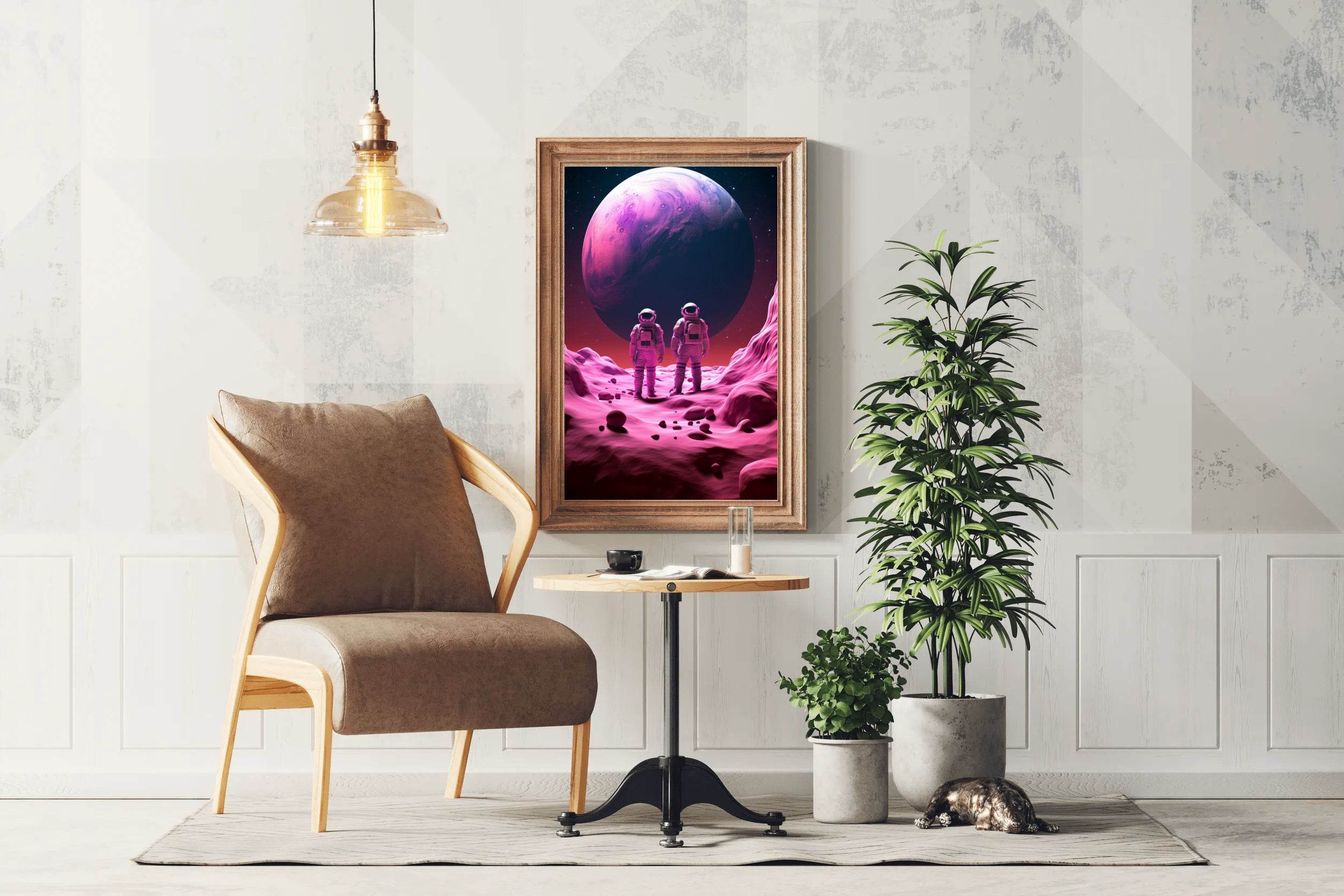 astronauts on a purple planet Wall Art - beink online art store