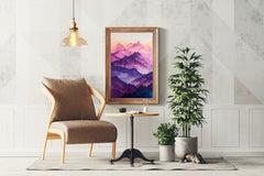 Colorfull Watercolor Mountain Wall Art