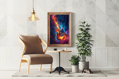 Water And Fire Electronic Guitar Wall Art