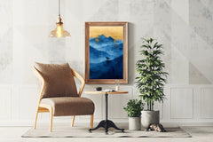 Black Horse Painting In The Mountains Wall Art