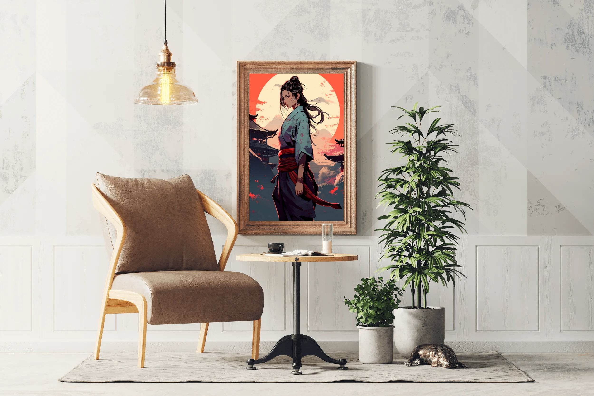 Anime Style Portrait of Traditional Japanese's Samurai Character Anime Wall Art - beink online art store