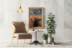 Screaming Black Cat Painting Wall Art