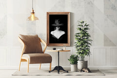 Elegant Lady With Hat Black & White Wall Art