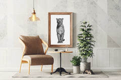 African Leopard Black & White Wall Art