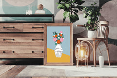 Black And White Vase With Spring Flowers Wall Art