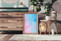 Aqua and Pink Water Paint Abstract Wall Art