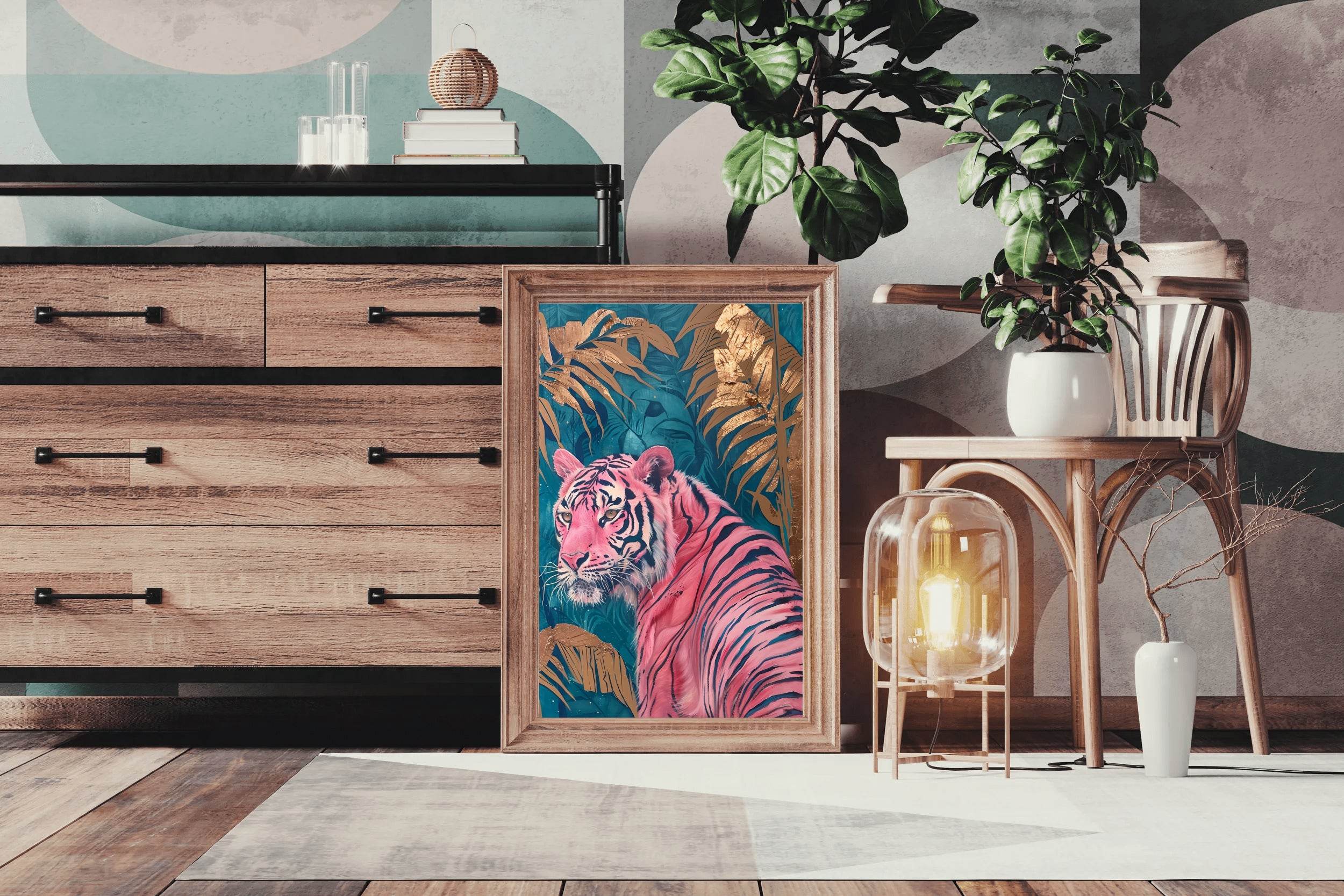 Handmade Tiger Painting with Palm Leaves - beink online art store