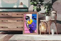 Modern Girl With Flowers Abstract Wall Art