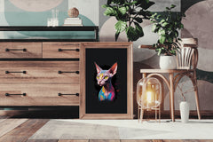 Painting of Colorful Sphynx Cat Animal Wall Art