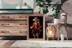 Monkey D. Luffy Character  on Fire Anime Wall  Art