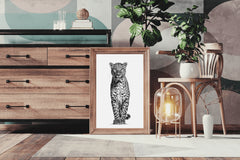 African Leopard Black & White Wall Art